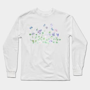 colorful pansies watercolor Long Sleeve T-Shirt